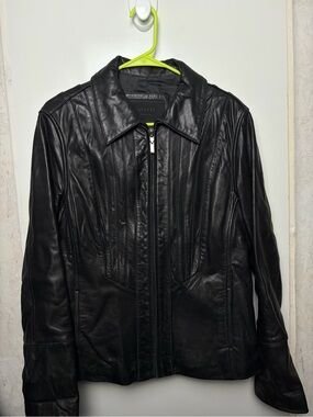 Avanti New York Black Leather‎ Jacket sz L